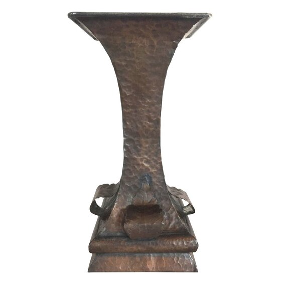 Pillar Candle Holder Copper Handmade Hammered Candle Holder 10in W Candle - Picture 2 of 7